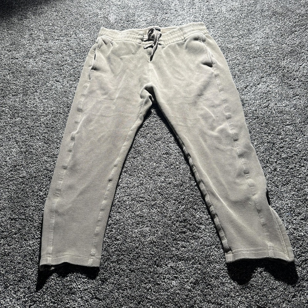 Helmut Lang Sweatpants Womens Large Beige Knit Tapered Leg Slit Hem Jogger